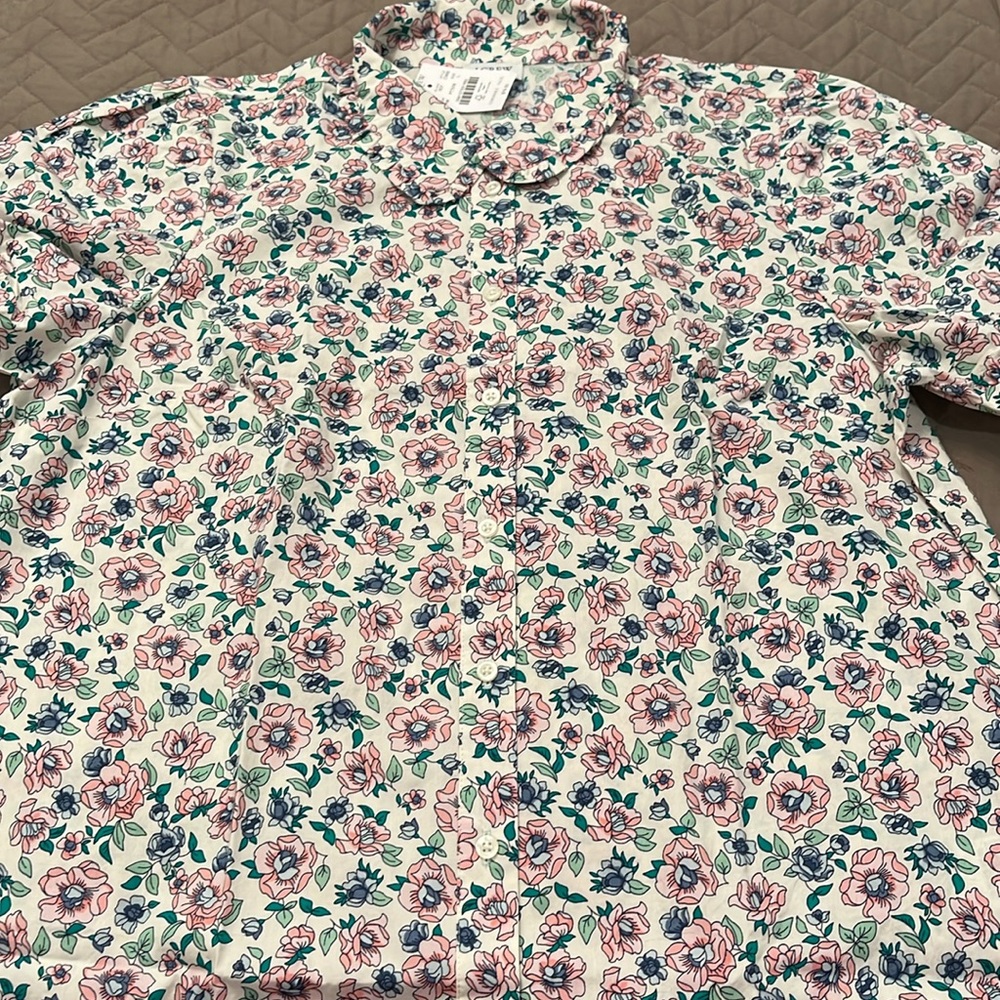 J. Crew Floral Puff-Sleeve Ruffle-Collar Top/NWT/L - Picture 7 of 10